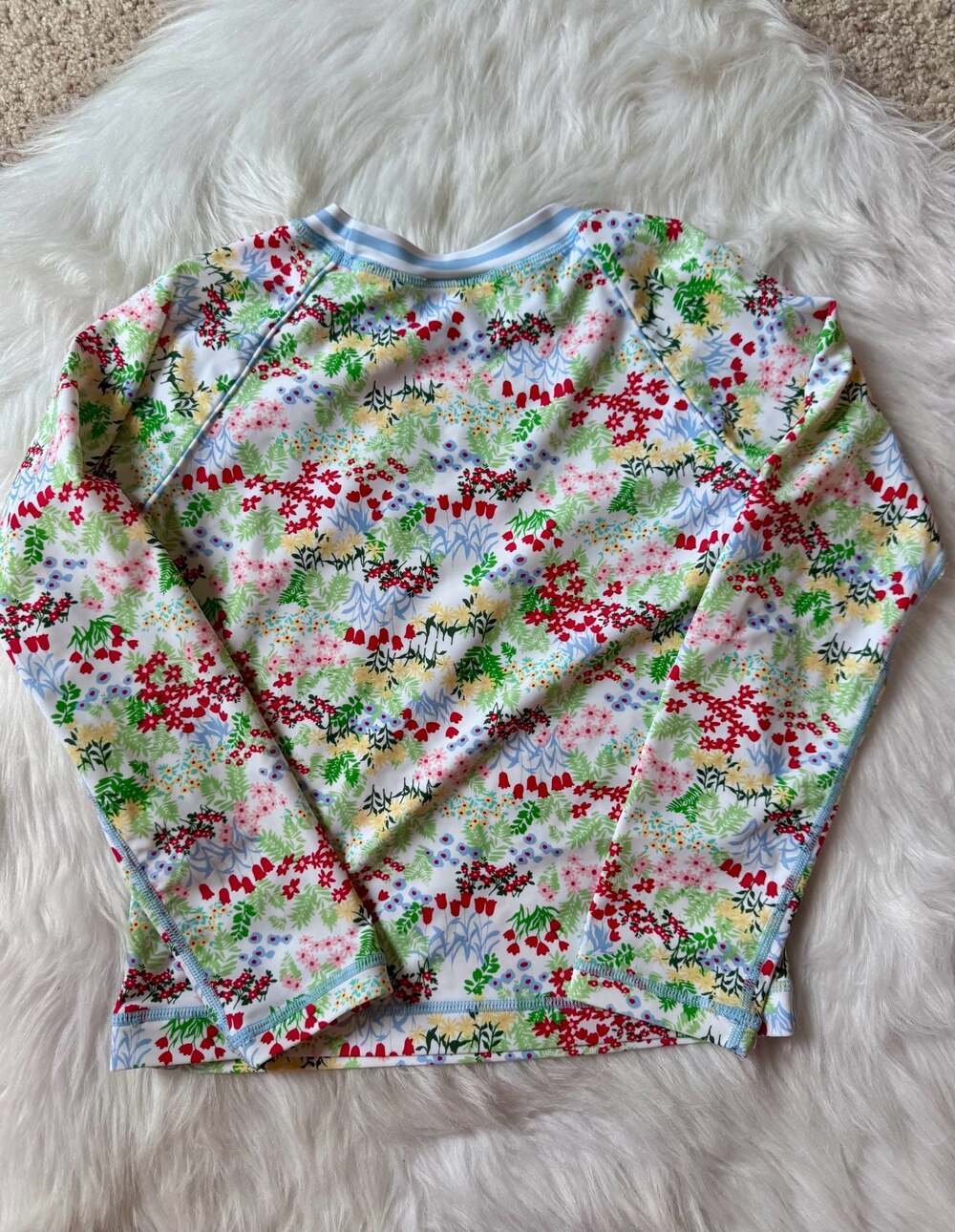 Hanna Andersson Size 130/8 Girls Long Sleeve Floral Print Rash Guard Swim Top - Picture 2 of 7